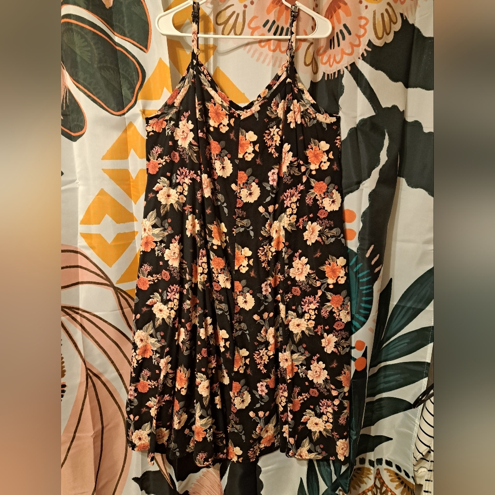 Torrid Black Floral Midi Trapeze Dress - Picture 3 of 4